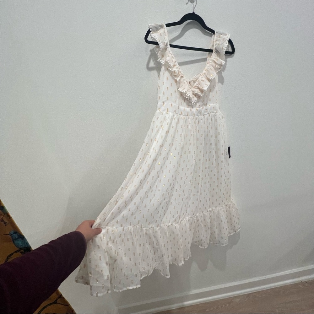 Lulu's Cream Ruffle Midi Dress - Picture 7 of 14